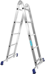 Алюминиевая двухсекционная шарнирная лестница АЛЮМЕТ 2 секции по 5 ступеней